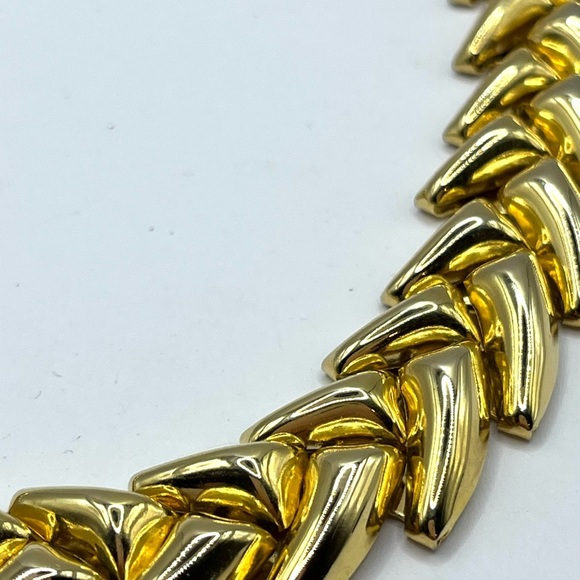 Chic Chevron Gold Tone Necklace Chunky Statement Big Bold Necklace - Picture 11 of 12